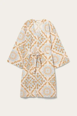 Ellos Home Kimono Elly Tile Kimono i genanvendt halvlinned