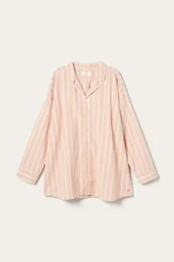 Ellos Home Pyjamasskjorte Elly Stripe i genanvendt halvlinned