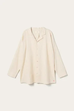 Ellos Home Pyjamasskjorte Long Sleeve Shirt Elly i genanvendt halvlinned