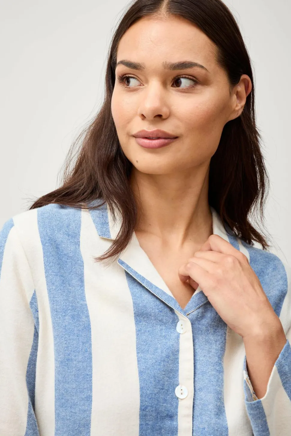 Ellos Home Pyjamasskjorte Valerie Block Stripe Long Sleeve