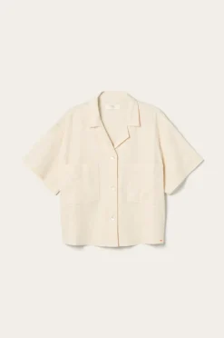 Ellos Home Skjorte Elly Camp Collar i genanvendt halvlinned