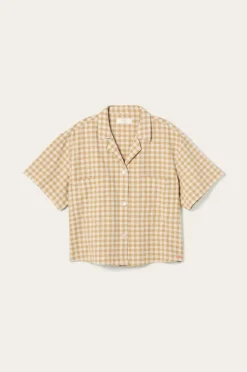 Ellos Home Skjorte Elly Check Camp Collar i genanvendt halvlinned