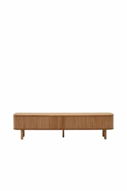 Kave Home Mailen tv-bord med 2 døre i askefinér med mørk finish 200 x 50 cm