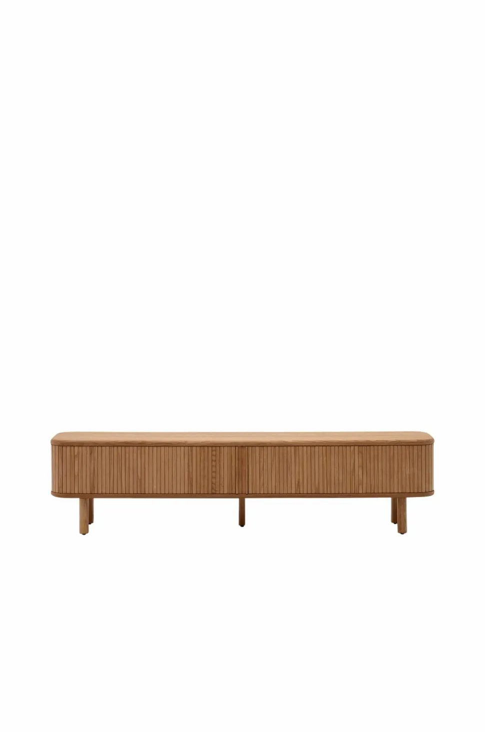 Kave Home Mailen tv-bord med 2 døre i askefinér med mørk finish 200 x 50 cm