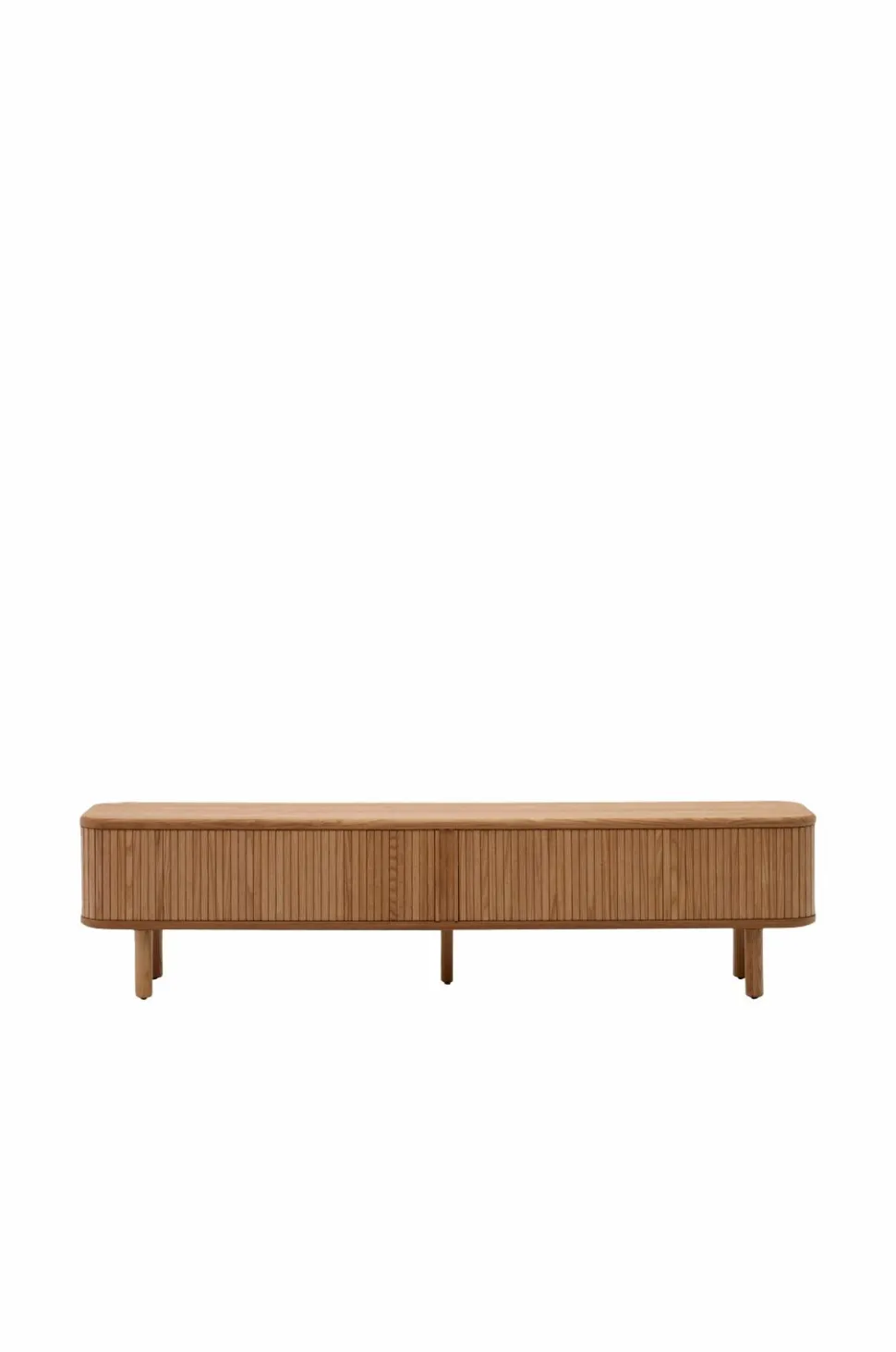 Kave Home Mailen tv-bord med 2 døre i askefinér med mørk finish 200 x 50 cm