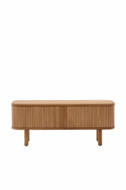 Kave Home Mailen tv-bord med 2 døre i askefinér med mørk finish 120 x 50 cm