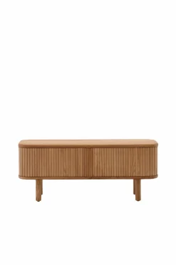 Kave Home Mailen tv-bord med 2 døre i askefinér med mørk finish 120 x 50 cm