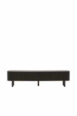 Kave Home Mailen tv-bord med 2 døre i askefinér med mørk finish 200 x 50 cm
