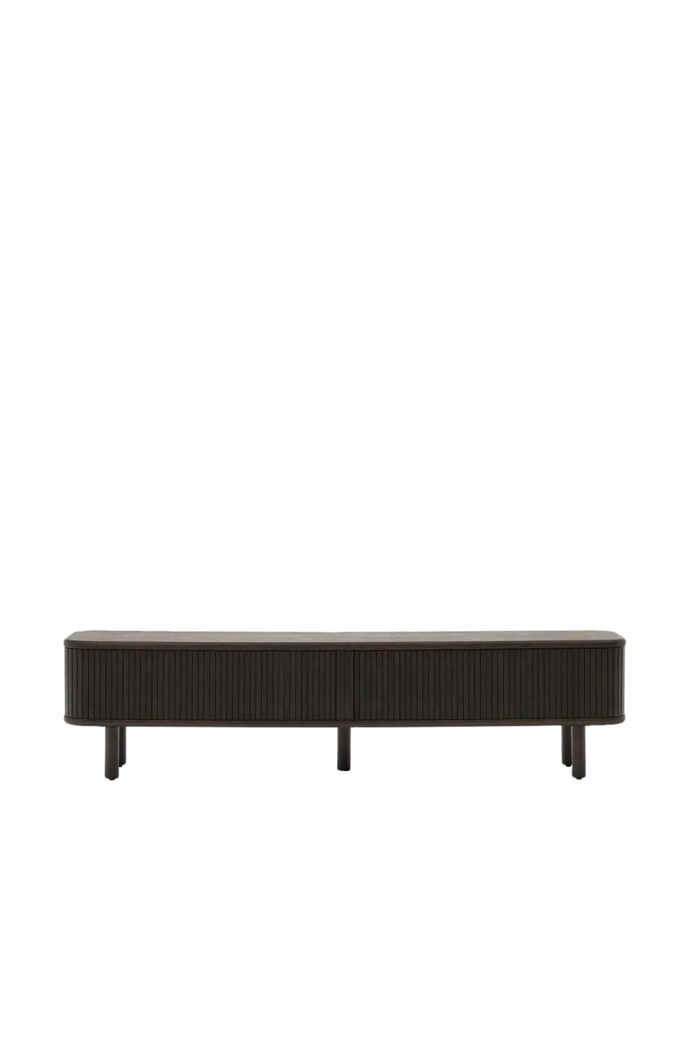 Kave Home Mailen tv-bord med 2 døre i askefinér med mørk finish 200 x 50 cm