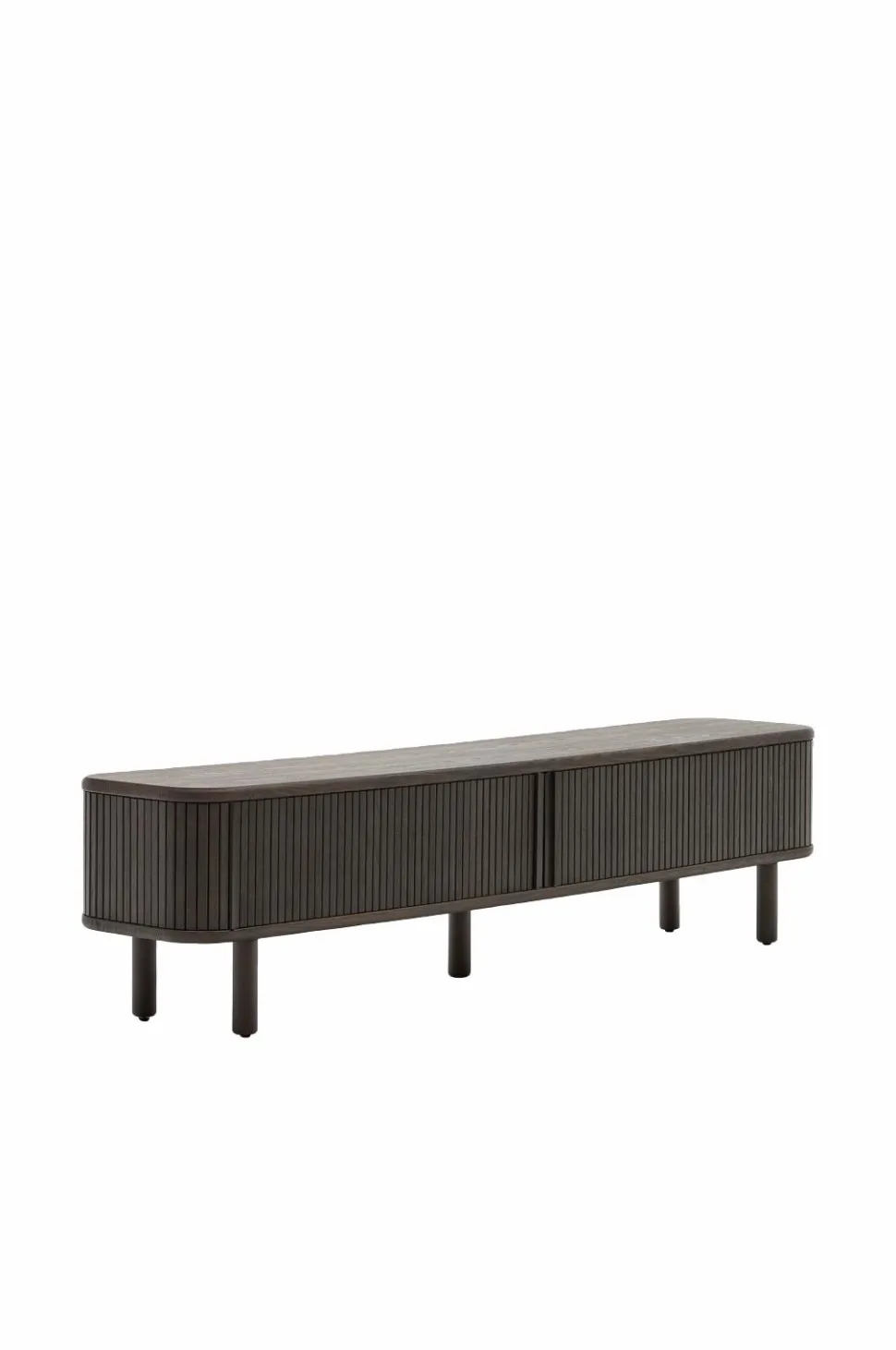 Kave Home Mailen tv-bord med 2 døre i askefinér med mørk finish 200 x 50 cm