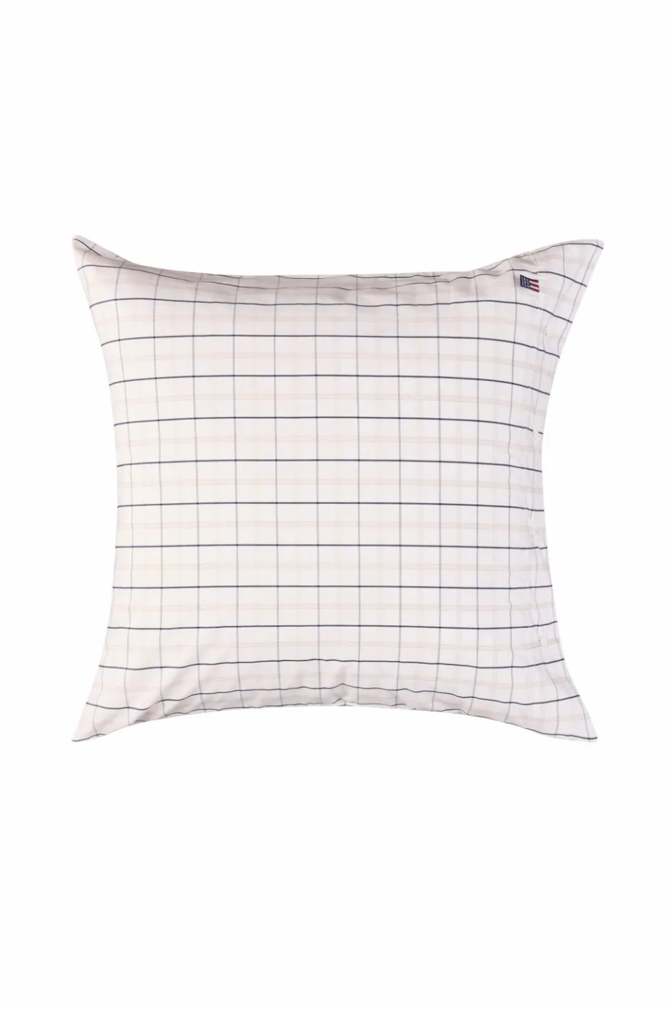 Lexington Hvid/beige/navy ternet bomuldspoplin-pudebetræk