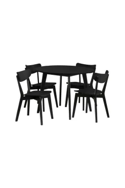 NORDFORM Roxby spisebordssæt med bord og 4 stole, 105x105x76 cm