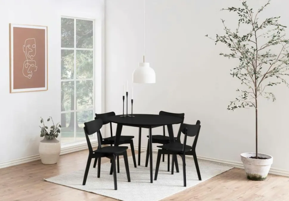 NORDFORM Roxby spisebordssæt med bord og 4 stole, 105x105x76 cm
